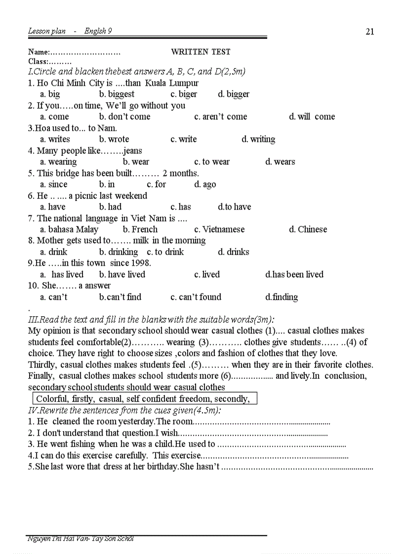 image for page Giao an mon anh 9