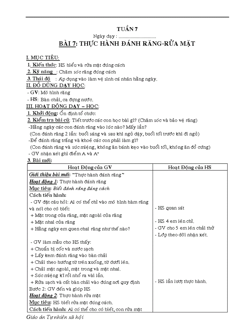 image for page Giáo án môn tự nhiên xã hội lớp 1