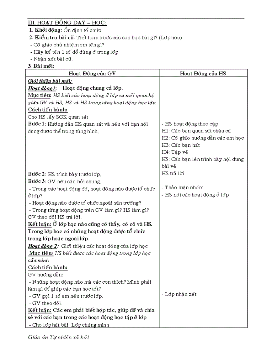 image for page Giáo án môn tự nhiên xã hội lớp 1