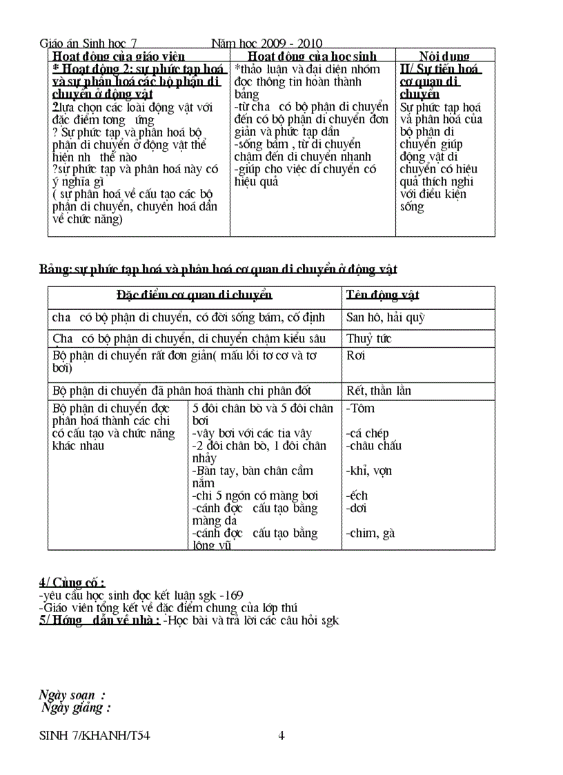 image for page Giáo án sinh 7 tiết 54 trở đi