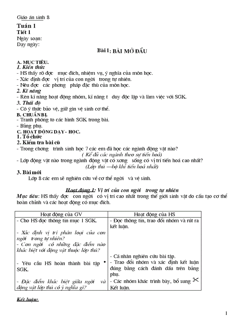 image for page Giáo án sinh 8 Hot hot