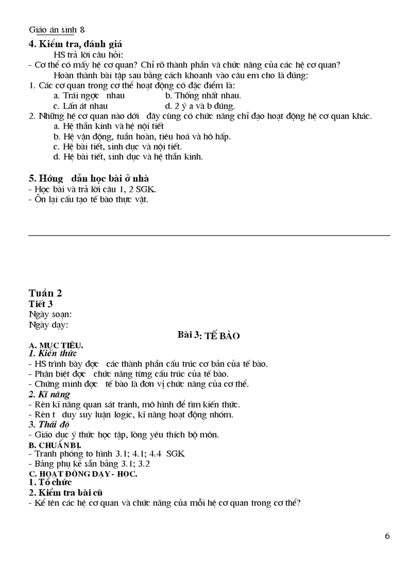 image for page Giáo án sinh 8 Hot hot