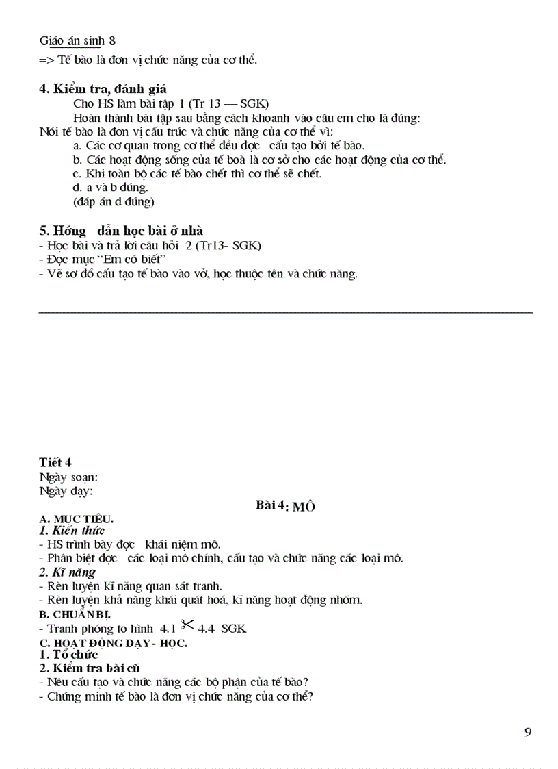 image for page Giáo án sinh 8 Hot hot