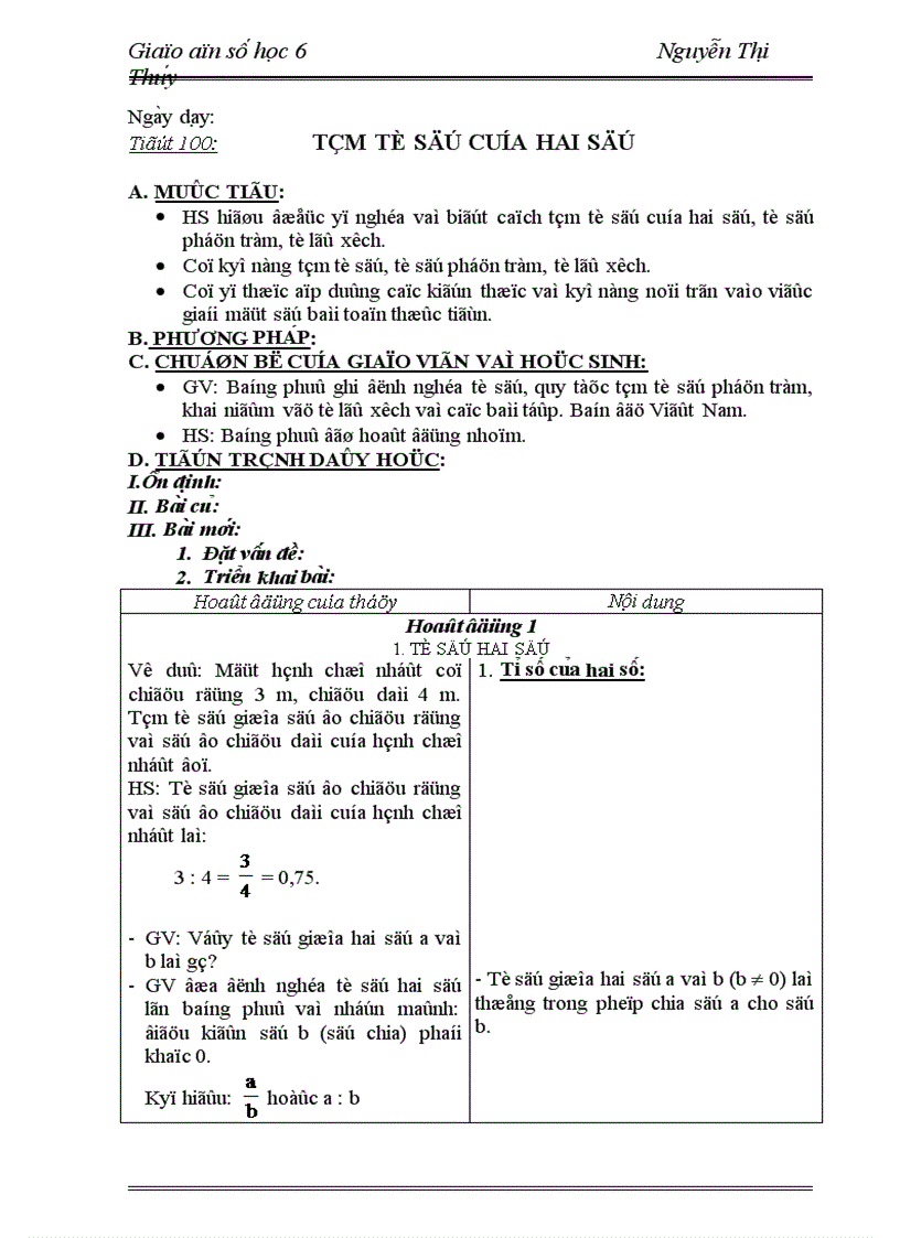 image for page Giáo án số học 6 từ tiết 88 tiết 101
