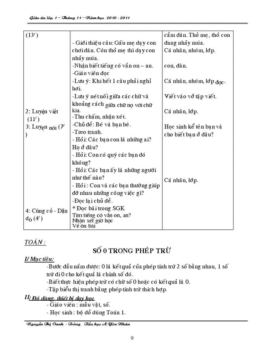 image for page Giao an thang 11 lop 1