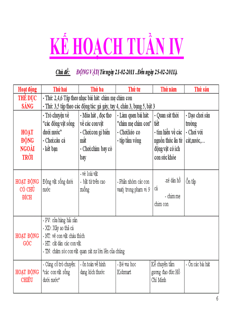image for page Giáo án tháng 2 chủ đề động vật