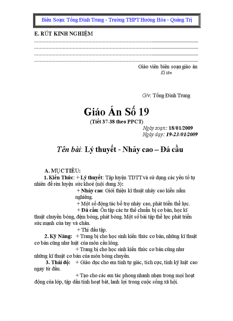 image for page Giáo án thể dục khối 10