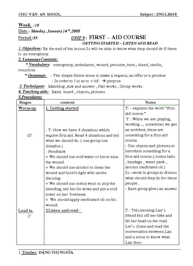 image for page Giáo án tiếng Anh 8 cả HKII hay lắm