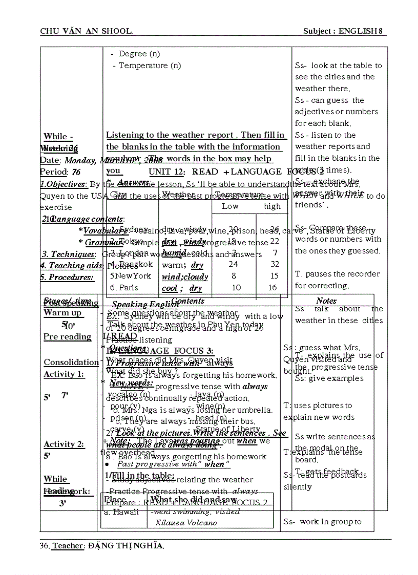 image for page Giáo án tiếng Anh 8 cả HKII hay lắm