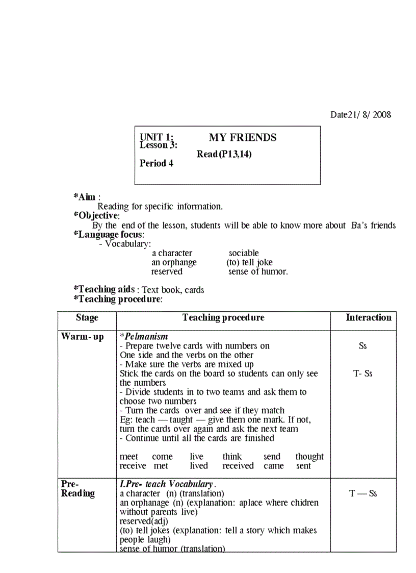 image for page Giao an tieng anh 8 Theo PPCT moi