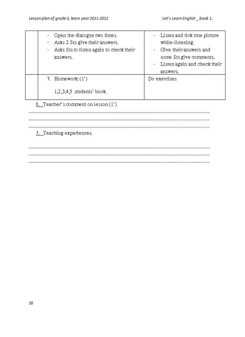 image for page Giáo án Tiếng Anh lớp 3 học kỳ I