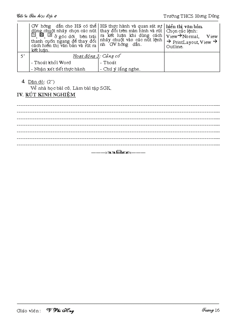 image for page Giáo án Tin học 6 tuần 22