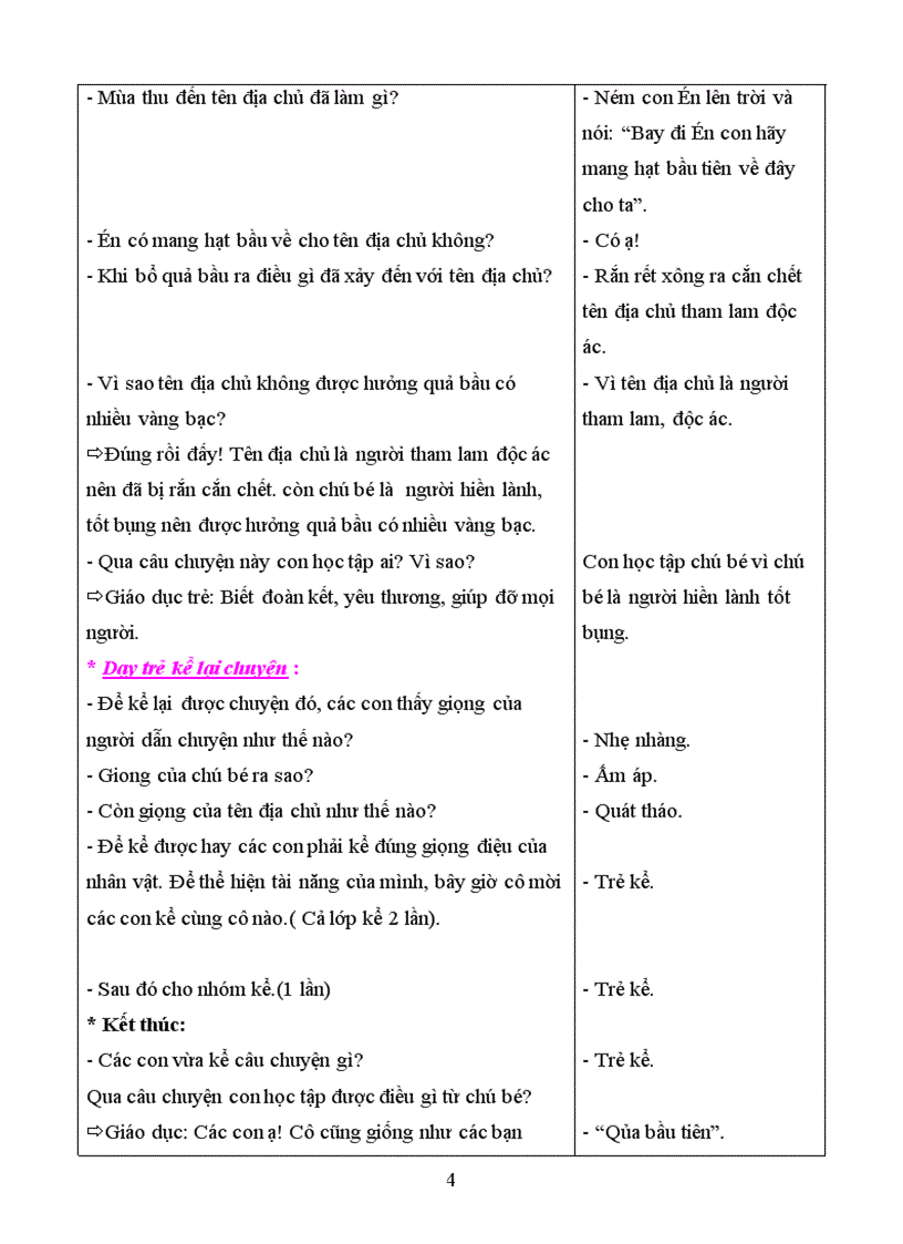 image for page Giao án truyện quả bau tien Dạng 2