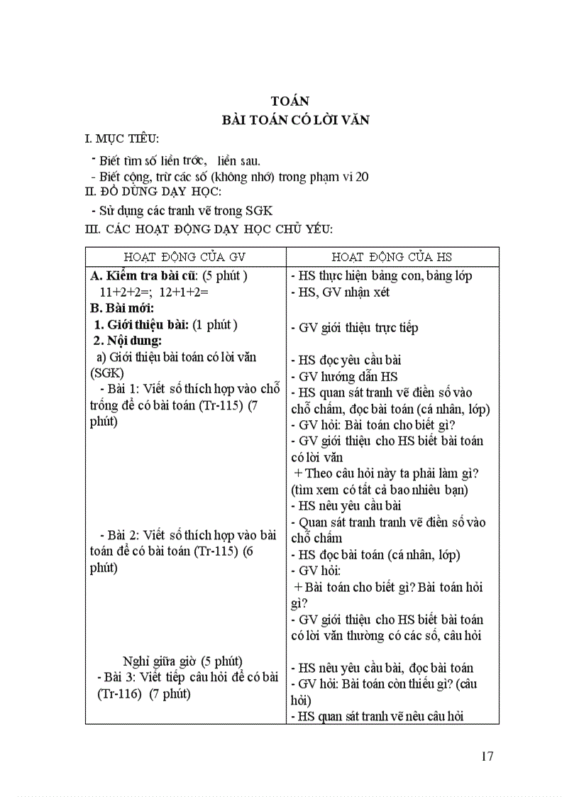 image for page Giáo án Tuần 21 Lớp 1