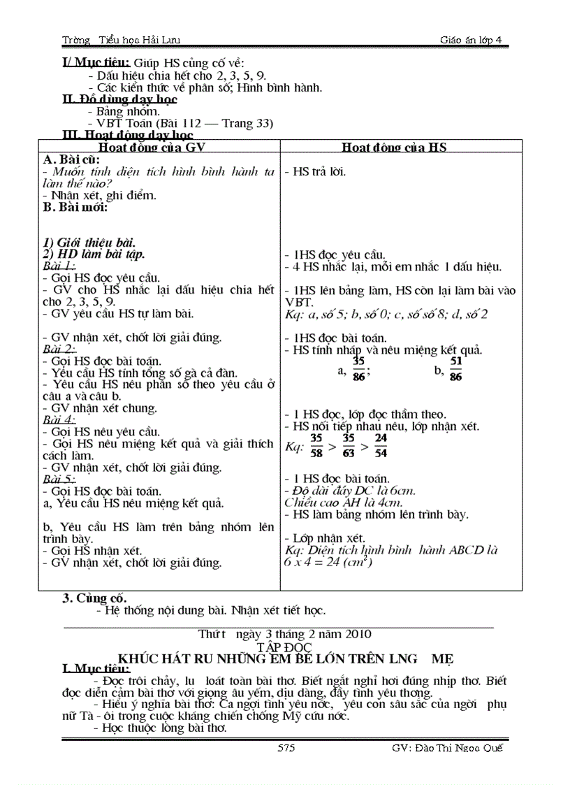 image for page Giáo án tuần 23 dạy 2 buổi trên ngày