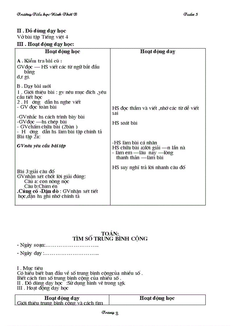 image for page Giáo án tuần 5 lớp 4 CKTKN