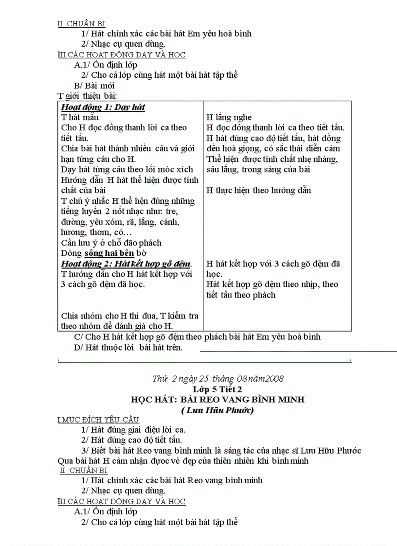 image for page Giáo án Hát nhac từ khối 1 khối 5