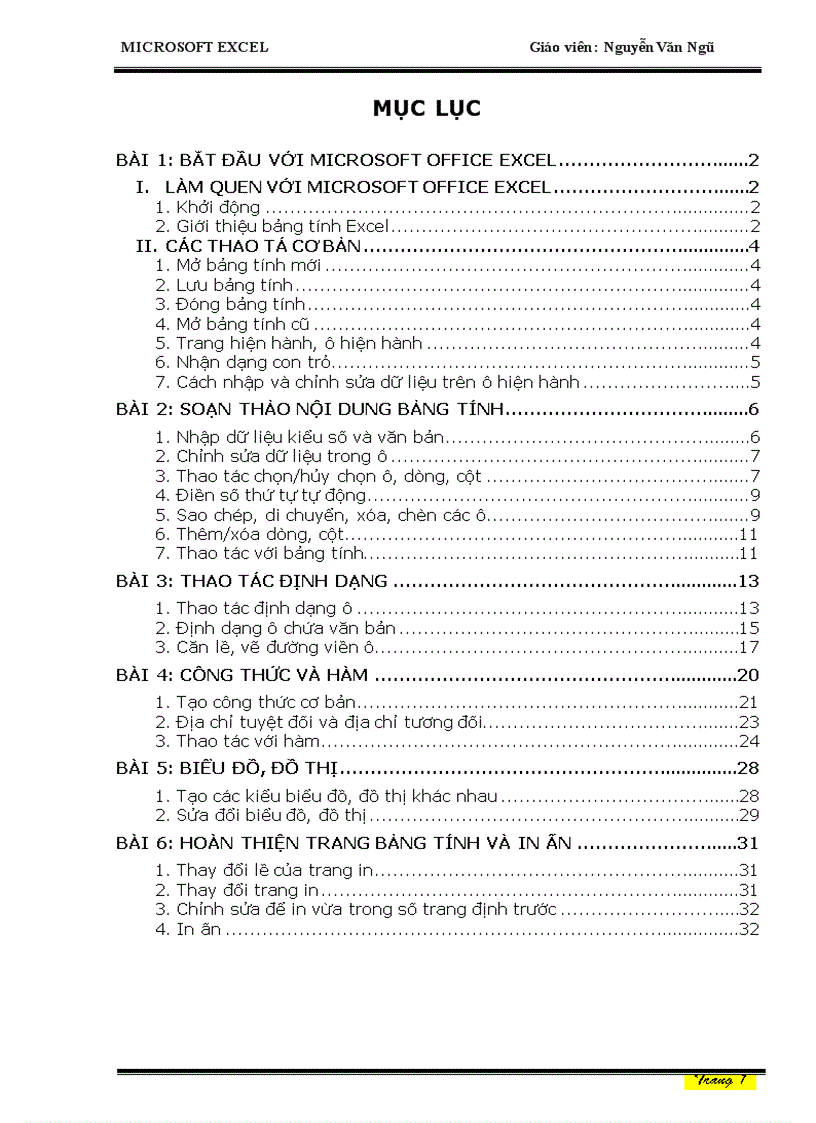 image for page Giáo trình EXCEL