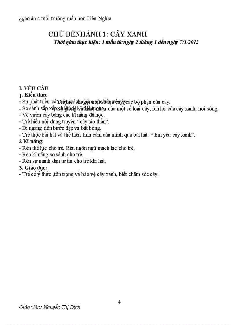 image for page Giáo án chủ đề cây xanh 1