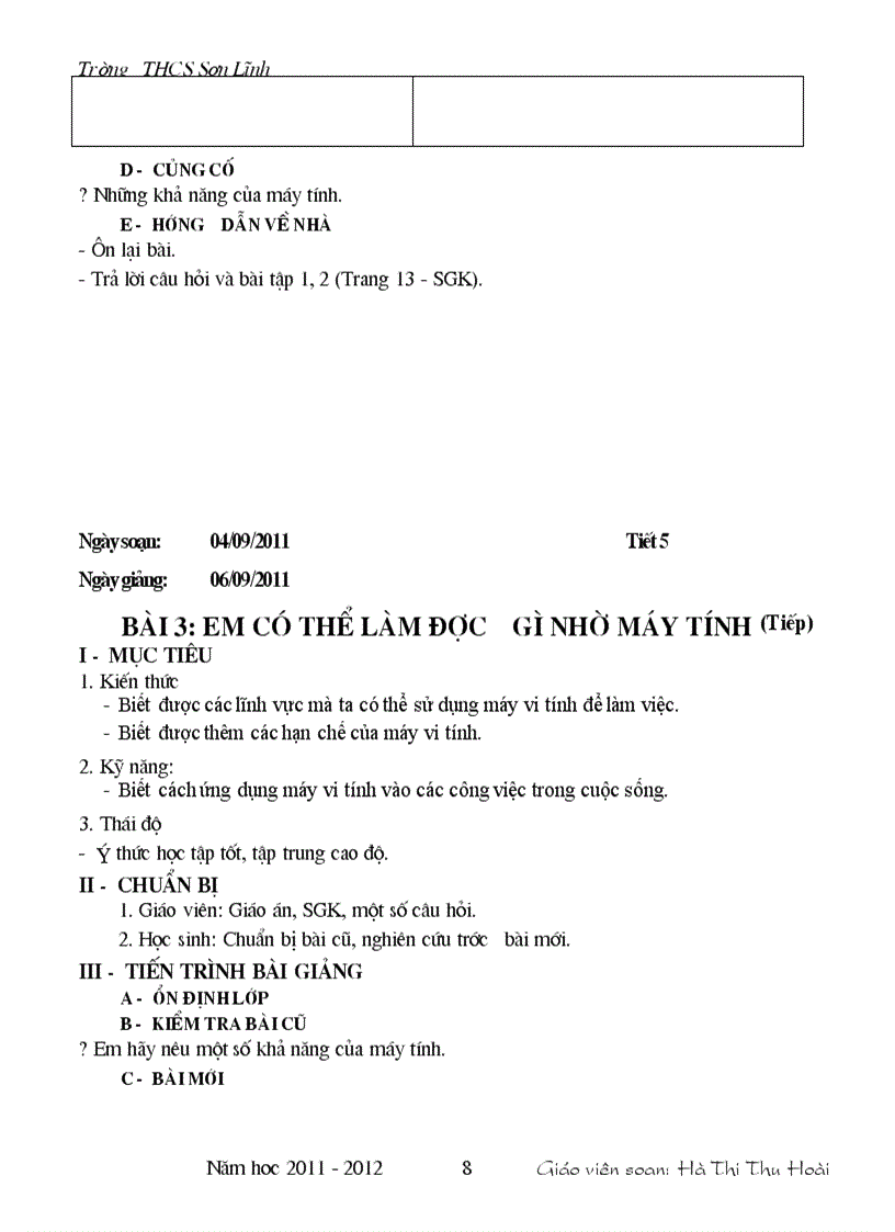 image for page Giáo án tin học 6 1