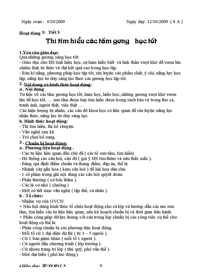 image for page HĐNGLL khối 8 chủ điểm tháng 9