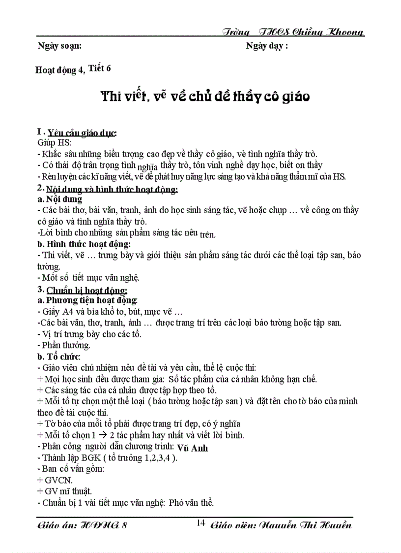 image for page HĐNGLL khối 8 chủ điểm tháng 9