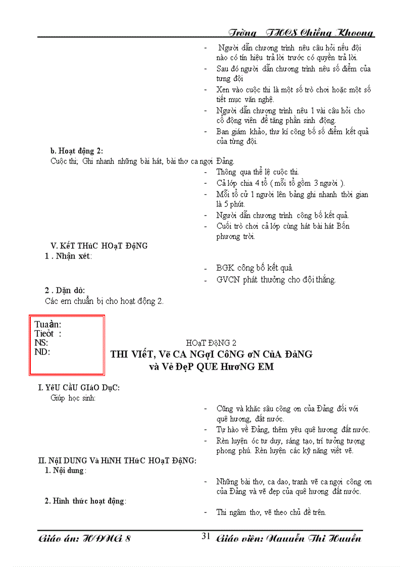 image for page HĐNGLL khối 8 chủ điểm tháng 9