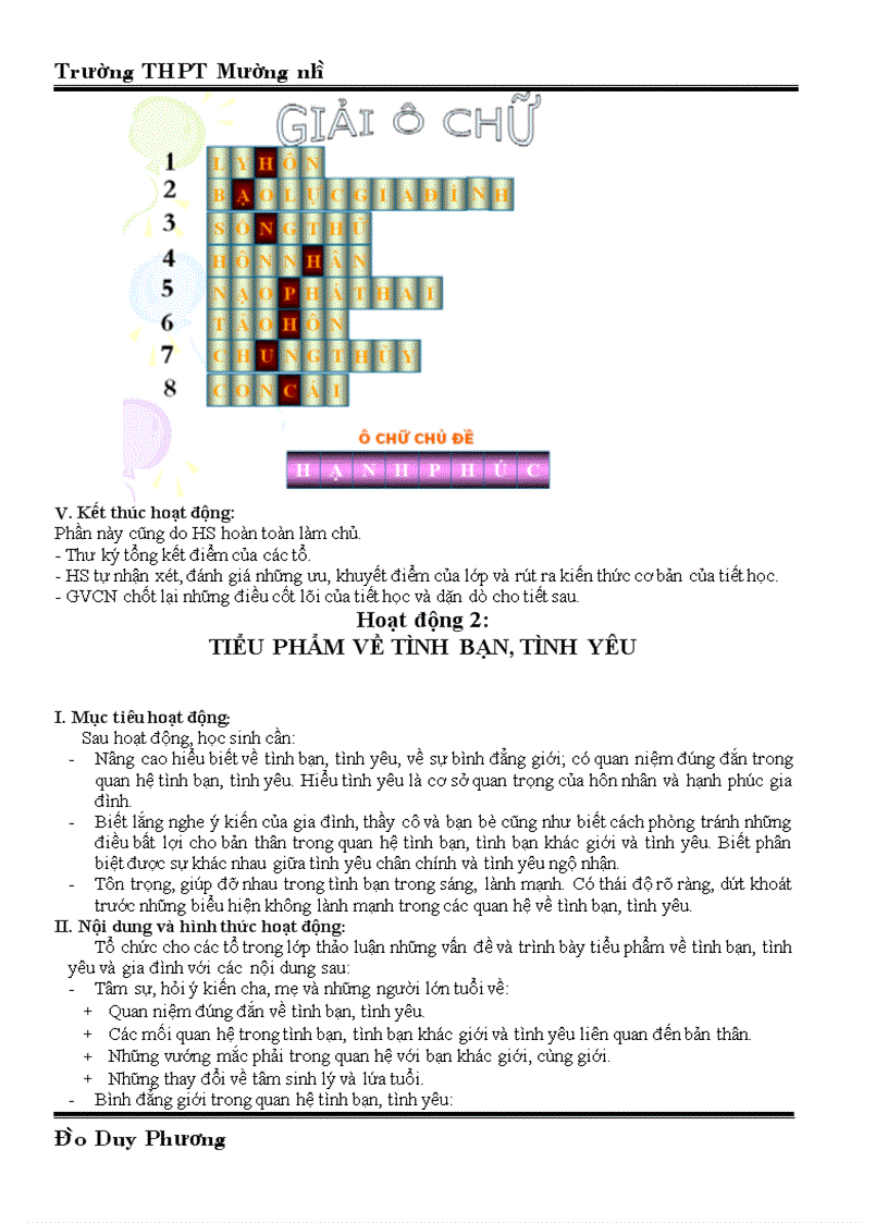image for page Hoạt Động Ngoài Giờ lên lớp