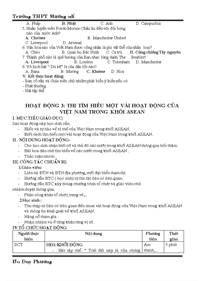 image for page Hoạt Động Ngoài Giờ lên lớp