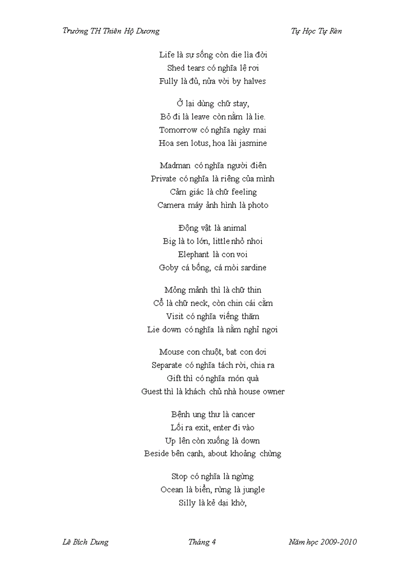 image for page Học từ vựng tiếng anh bằng thơ