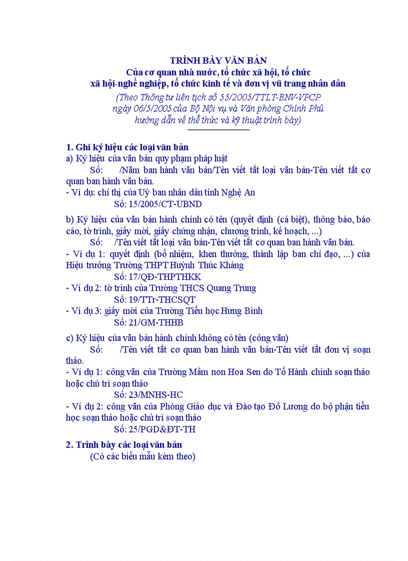 image for page Hướng dẫn cách trình bày văn bản