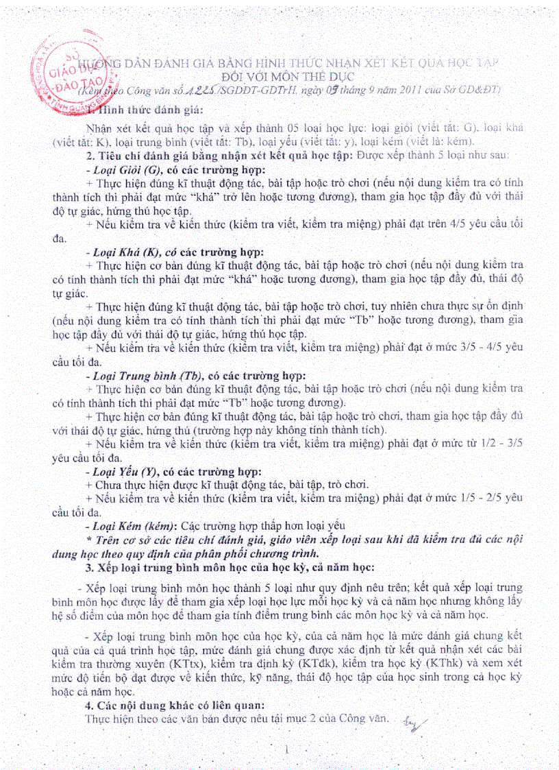 image for page Hướng dẫn đánh giá bằng xếp loại môn TD Nhạc MT 2011 2012