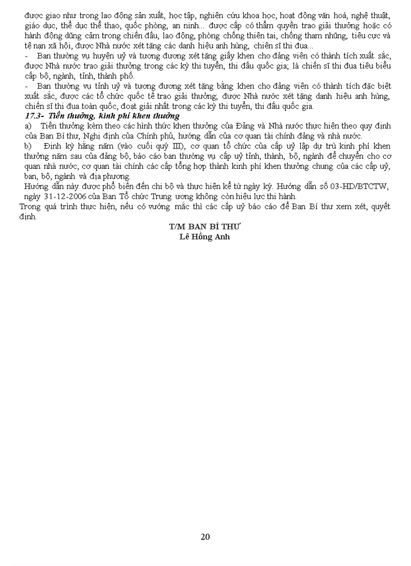 image for page Hướng dẫn số 01 HD TW ngày 05 01 2012 của Ban Bí thư về 1 số vấn đề cụ thể thi hành điều lệ Đảng