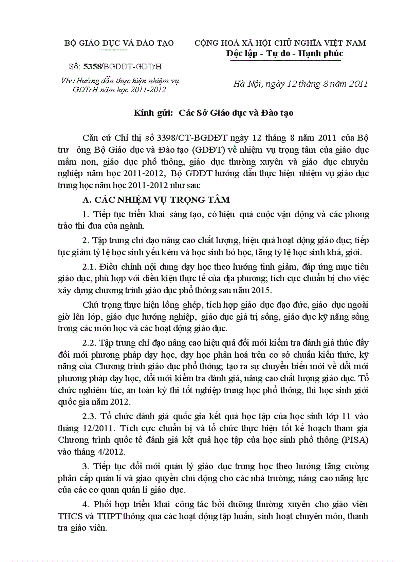 image for page Hướng dẫn thực hiện nhiệm vụ GDTrH năm học 2011 2012