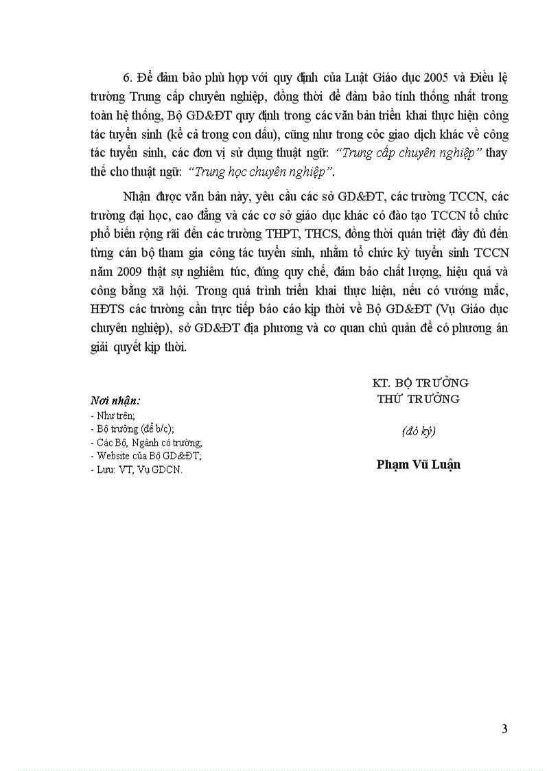 image for page Hướng dẫn tuyển sinh TCCN 2009