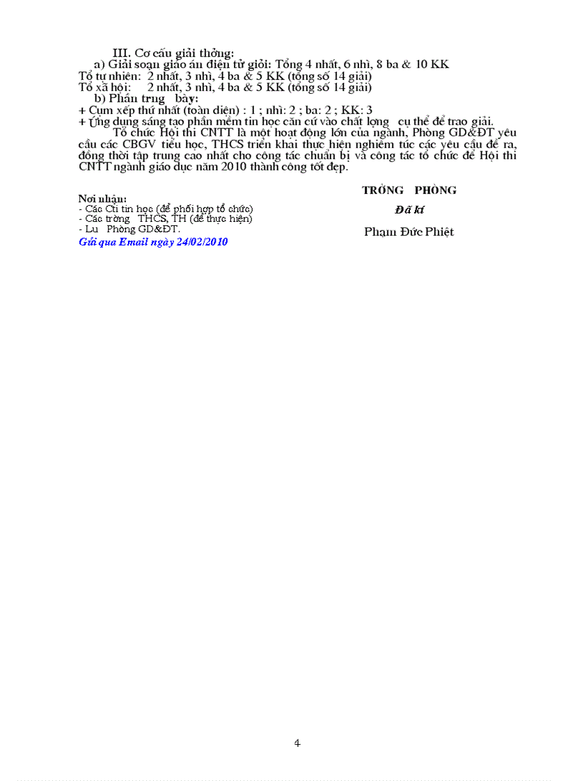 image for page Kê hoạc tổ chức hội thi CNTT năm 2010