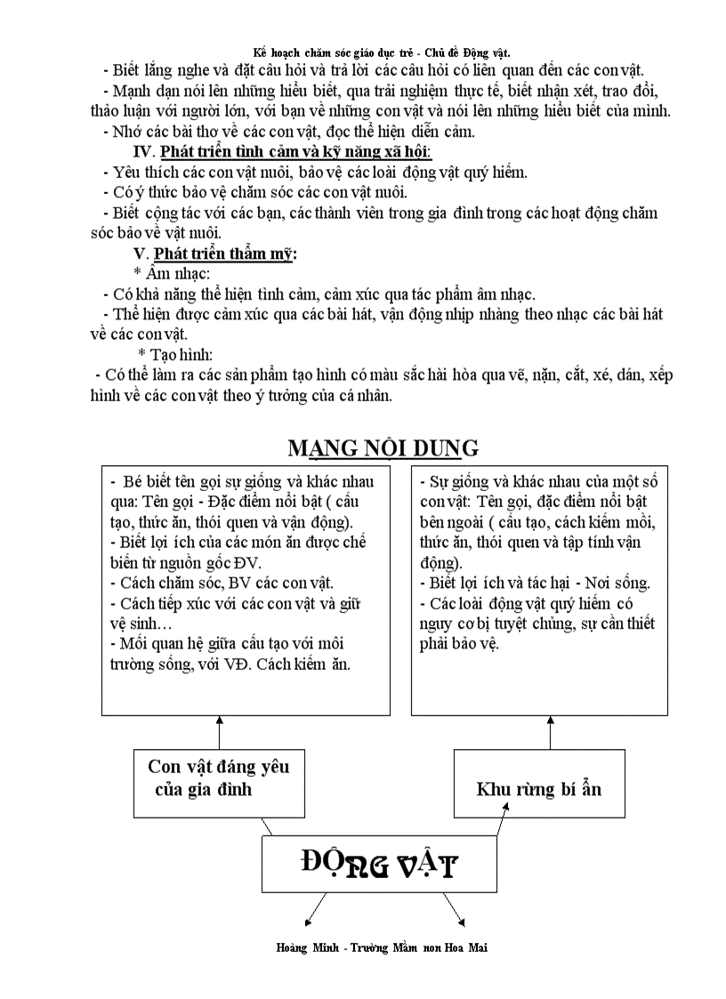 image for page Kế hoạch bài soạn chủ đề Động vật