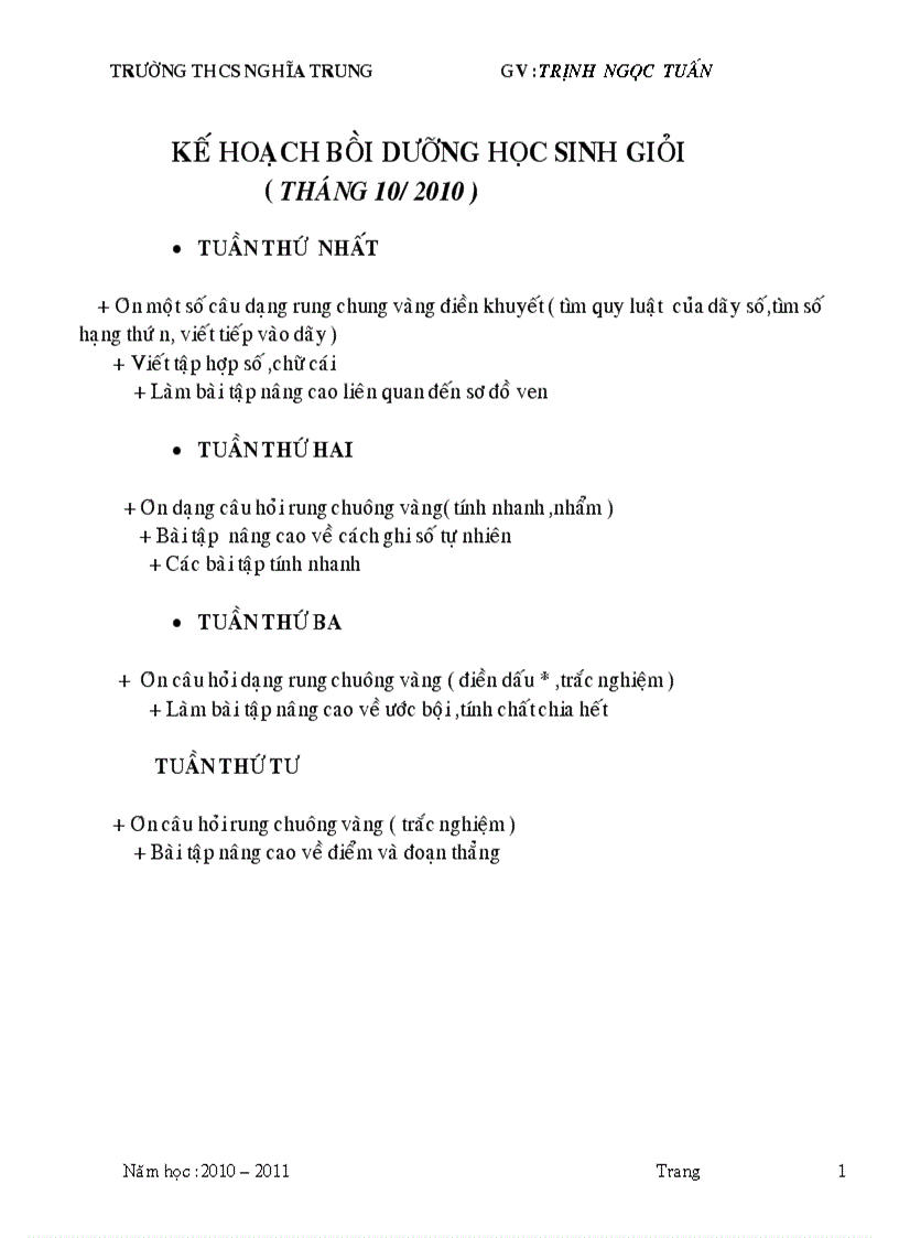 image for page Kế hoạch bồi dưỡng học sinh giỏi khối 6