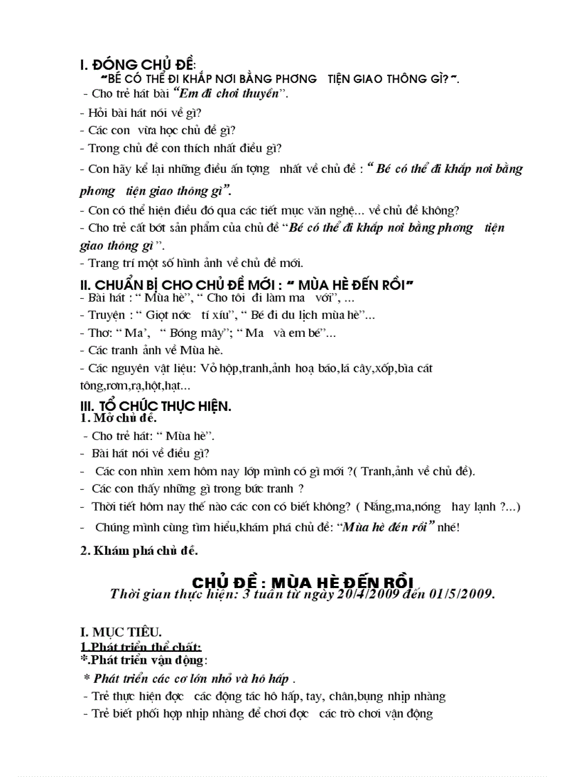 image for page Kế hoạch CĐ Mùa Hè Nhà trẻ 24 36 tháng tuổi