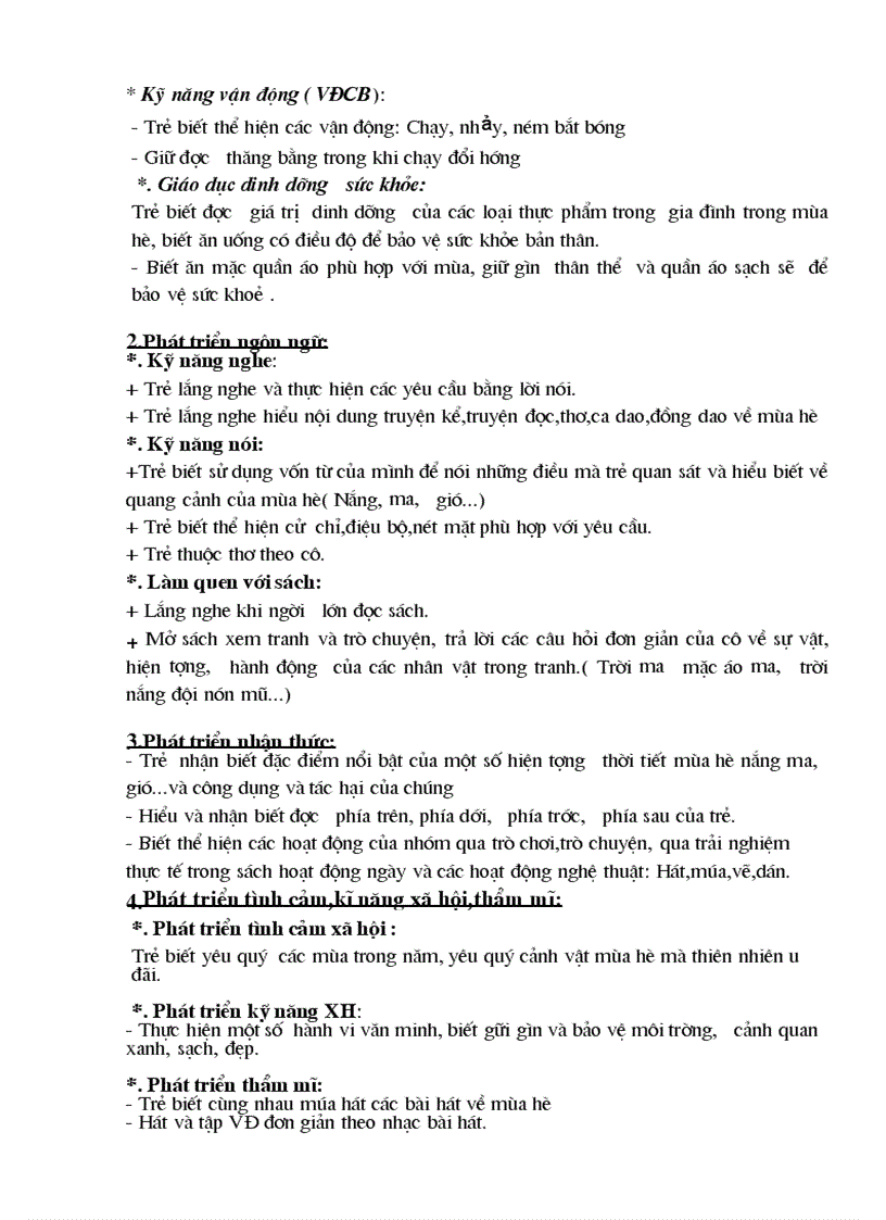 image for page Kế hoạch CĐ Mùa Hè Nhà trẻ 24 36 tháng tuổi