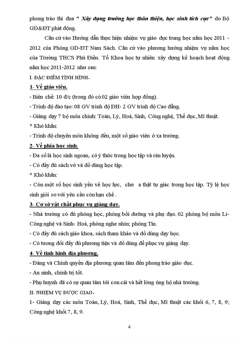 image for page Kế hoạch chuyên môn tổ KHTN năm học 2011 2012