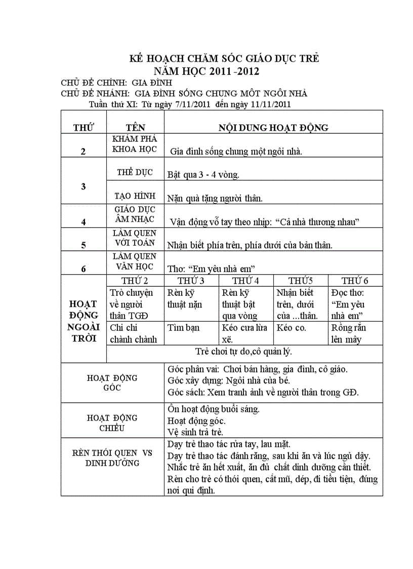 image for page Kế hoạch csgd trẻ chủ điểm gia đình