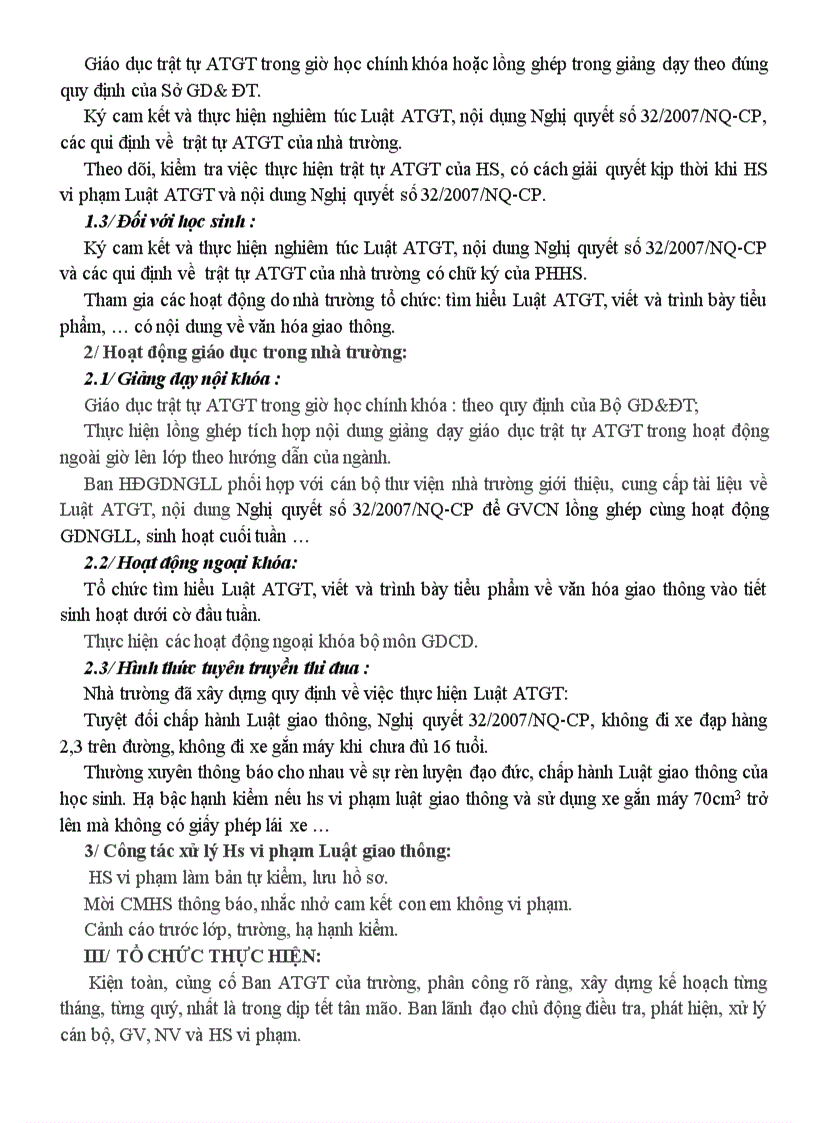 image for page Kê hoạch dam bao trạt tự ATGT năm 2011