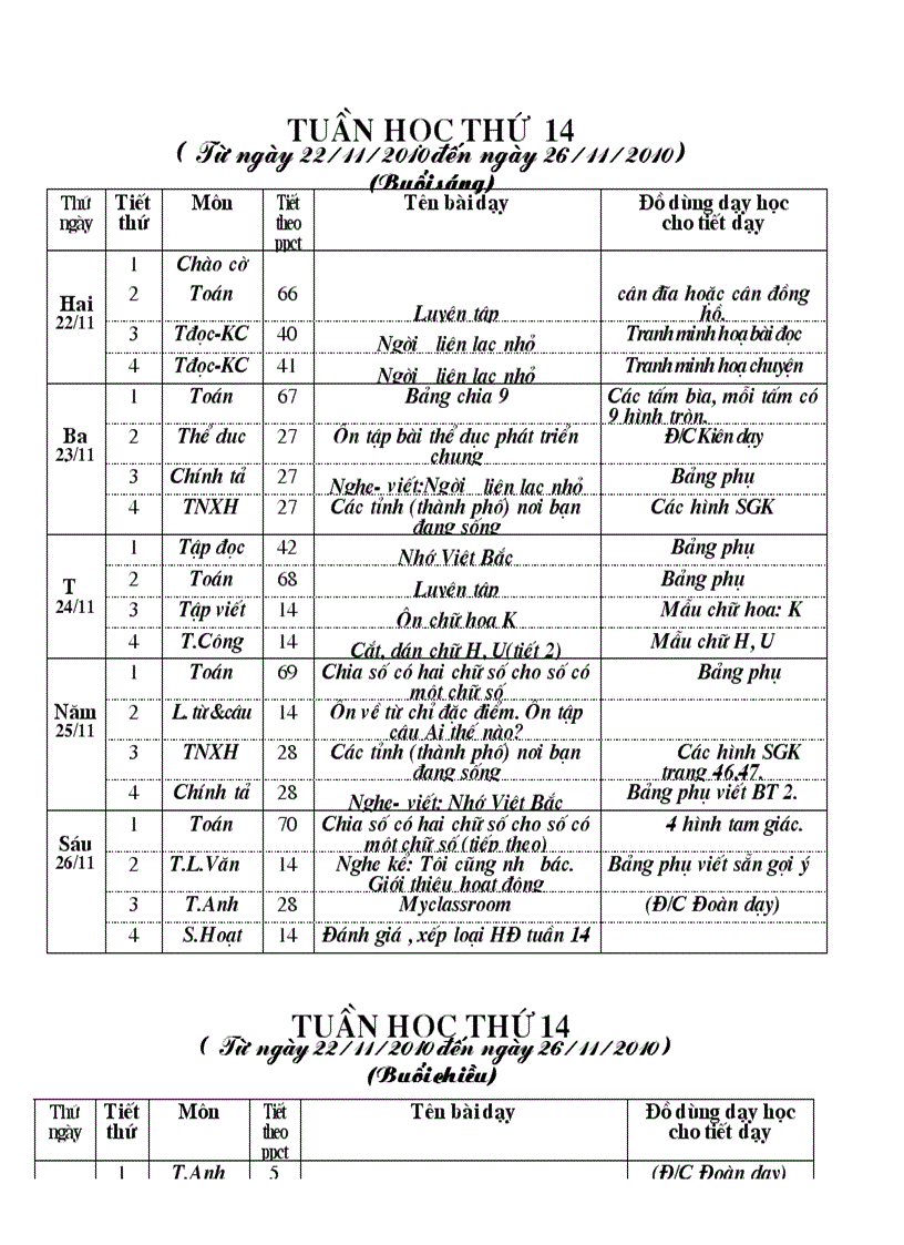 image for page Kế hoạch dạy học lớp 3