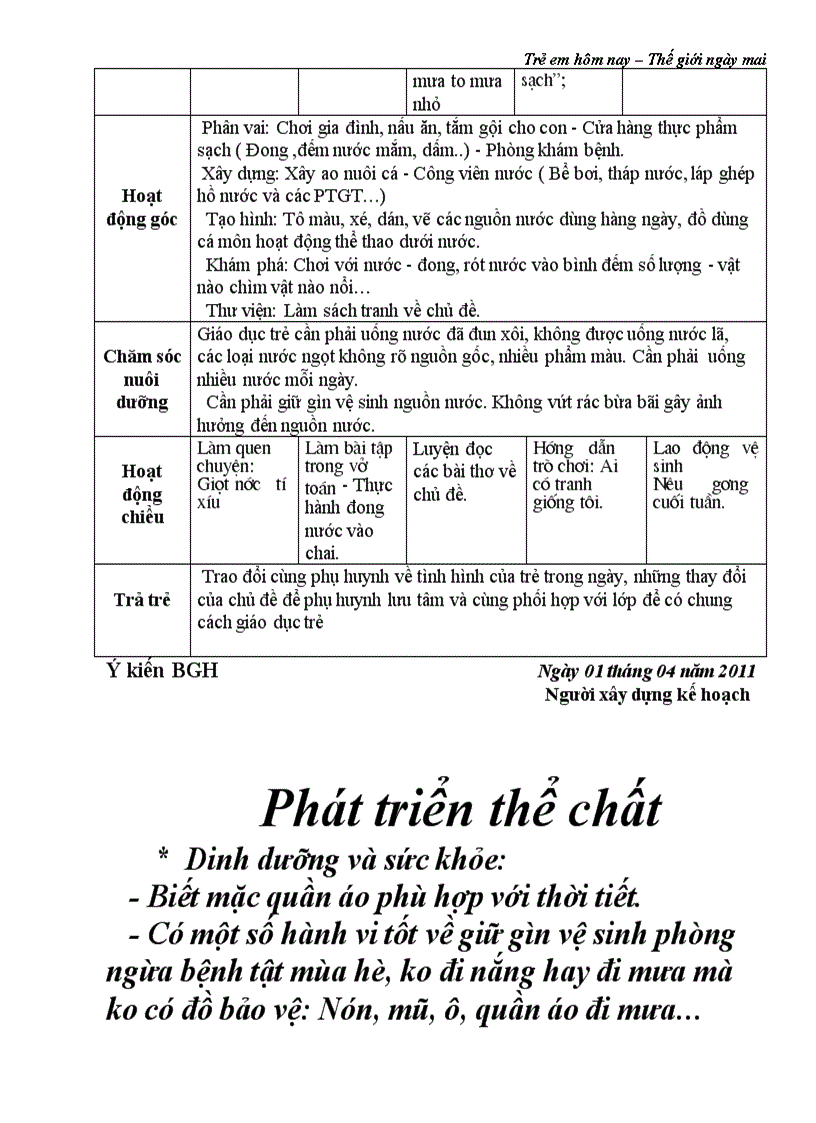 Kế hoạch mạng Hiện tượng tự nhiên