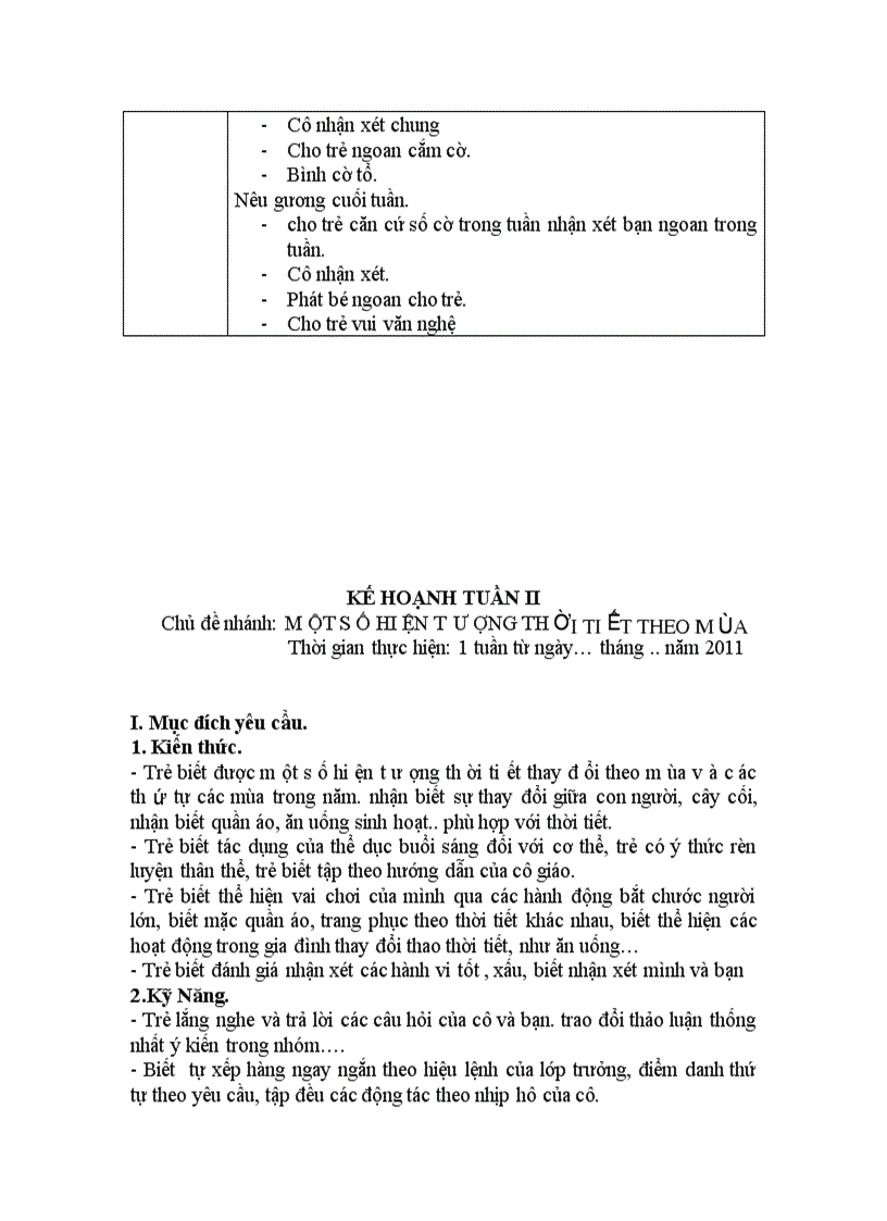 image for page Kế hoạch tuần chủ đề Nước và HTTN