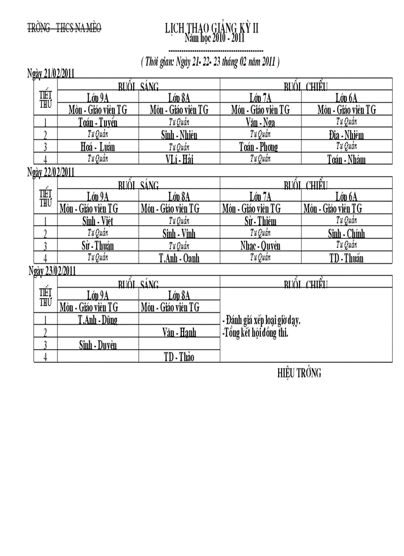 image for page Lịch Thao giảng HKII 2010 2011