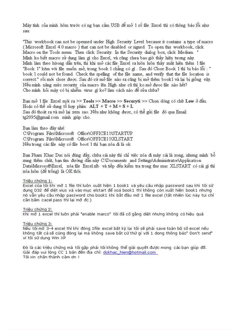 image for page Lỗi macro trong excell