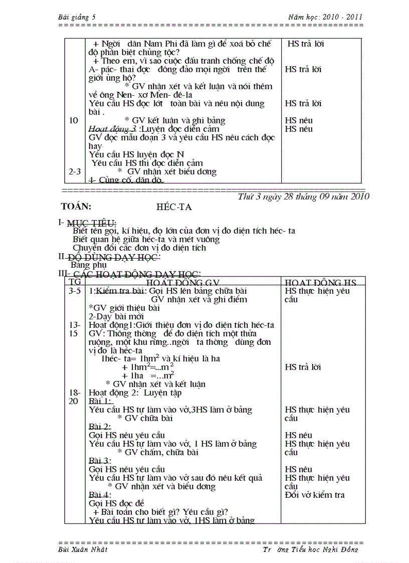 image for page Lớp 5 Tuần 6 2010 2011