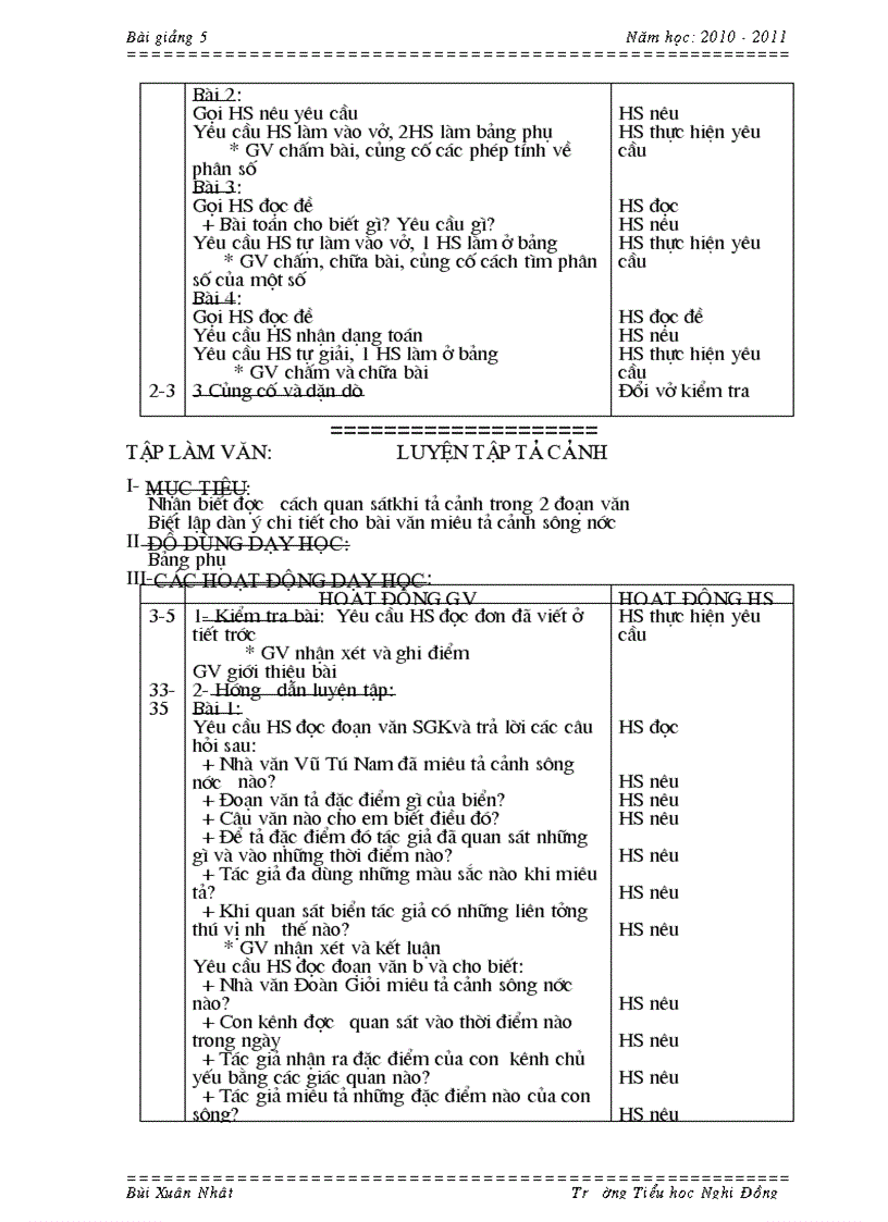 image for page Lớp 5 Tuần 6 2010 2011